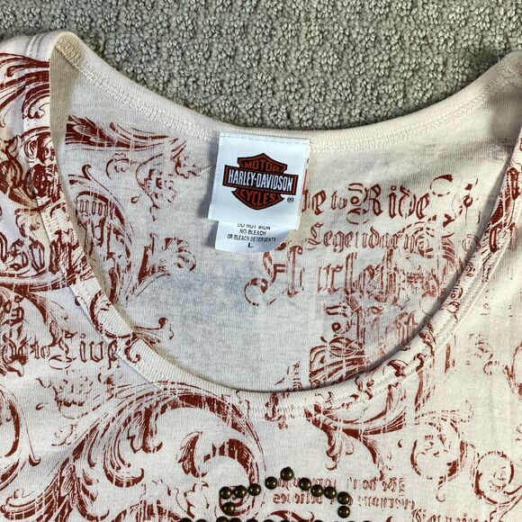 Harley-Davidson Rhinestone Tank Top Tattoo Print Large USA Made - Picture 4 of 5
